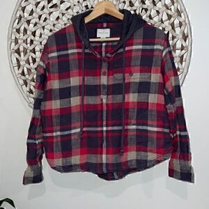 American Eagle red and blue flannel hoodie size xxsmall
